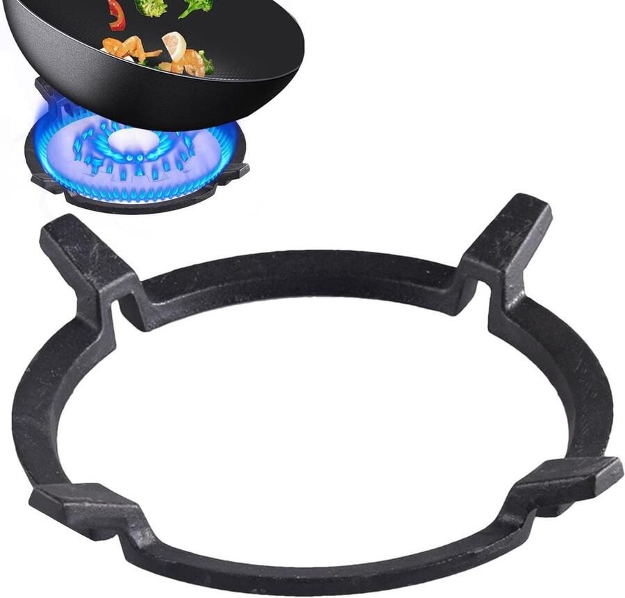 Wokring Panhouder Stabiel Koken Gietijzeren Constructie 17.8 cm Buitenmaat Zwart