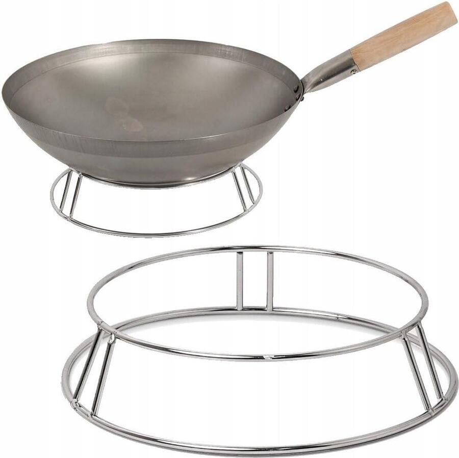 Wokring Wokhouder Stabiel Koken Zuurstof Gaten 24-28 cm Zilver