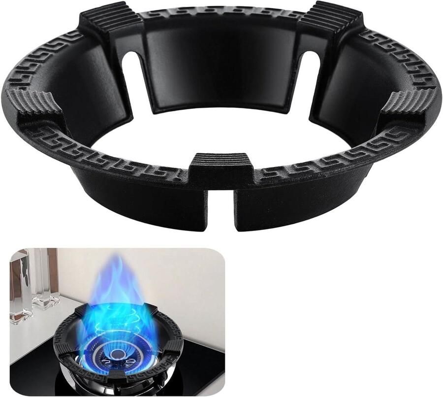 Woksteunring Gietijzer Pannenhouder Fornuis Efficiënt Koken Energiebesparend Ontwerp Medium Maat Zwart