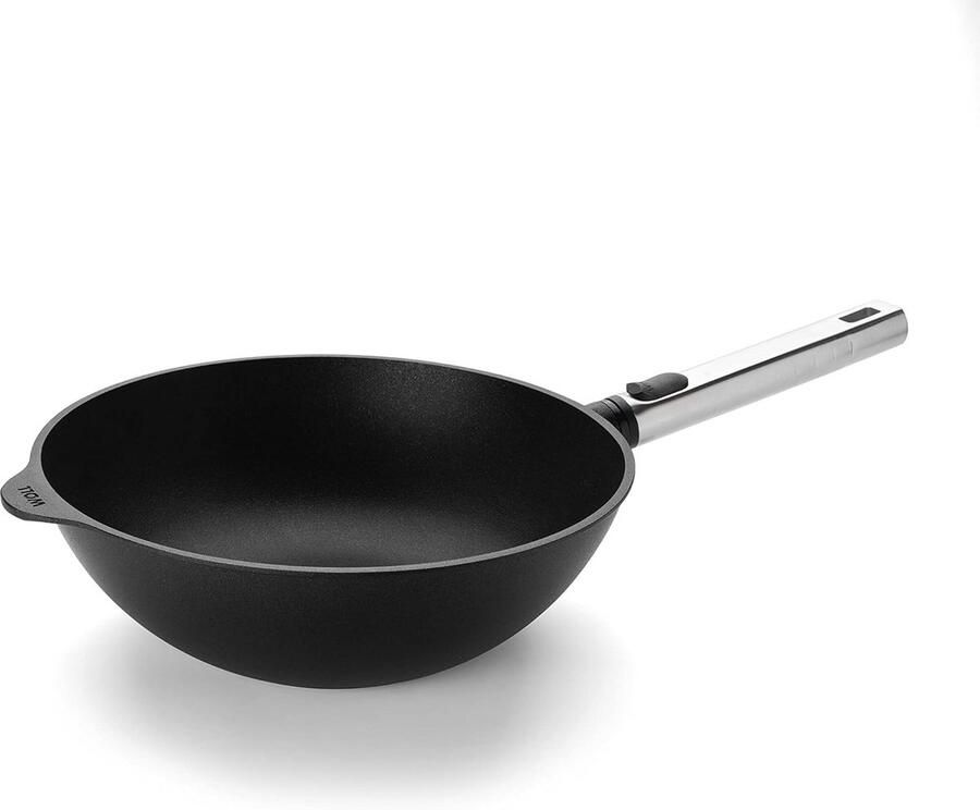 Woll Diamond Logic XR Pro Wok- en Mengpan 28 cm 10 cm Hoog Gietaluminium Afneembare Stalen Steel Geschikt voor Inductie en Alle Fornuizen Ovenbestendig tot 250°C Vaatwasmachinebestendig