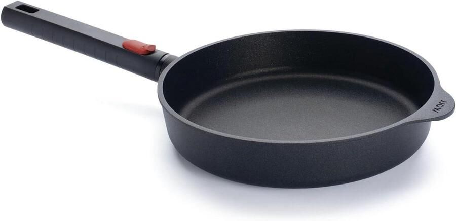 Woll Eco Logic QXR Gietijzeren platte pan inductief Ø 24 cm 5 cm hoog met afneembare steel geschikt voor alle warmtebronnen PFAS-vrij antiaanbaklaag gegoten aluminium ovenbestendig zwart