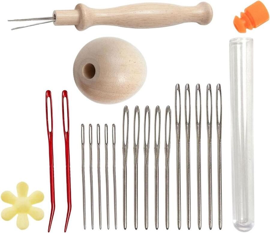 Wooden Darning Needle Set Durable Sock Darner Egg Vintage Sewing Repair Tool Portable Wood Kit with Ergonomic Handle Feature Essential Supplies for Clothes Adults Kids Handcraft Hobby