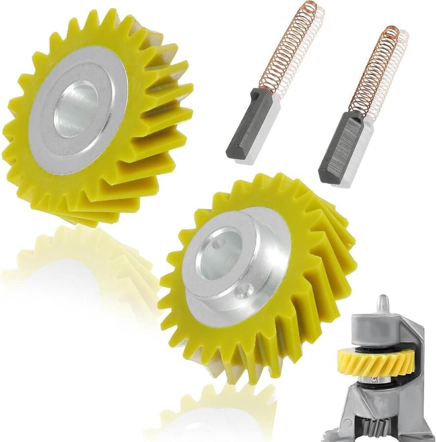 Wormwiel Vervanging voor Mixer 2 Stuks Geschikt voor Whirlpool en KitchenAid Inclusief Koolborstel en Onderdelen 4162897 4169830 AP4295669