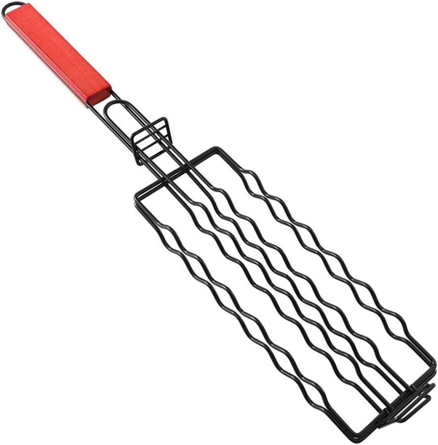 Worst grill Grillrek houder Worsten grillen Afneembare houder Compact formaat Zwart