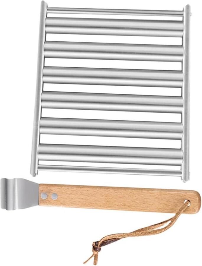 Worst Grill Rek Barbecue Accessoire Kamperen Buiten Roestvrijstalen Ontwerp 16.5 cm Zilver