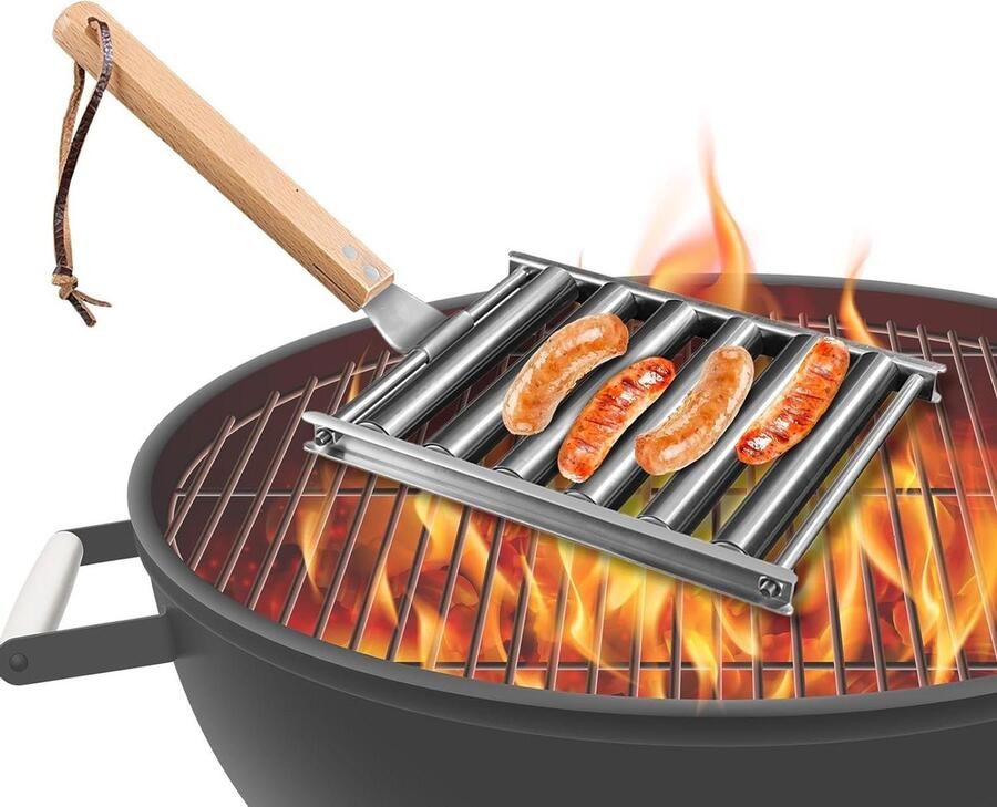 Worst Grill Rek BBQ Tool Gelijkmatig Grillen Roestvrij Staal 20 x 15 cm Zilver