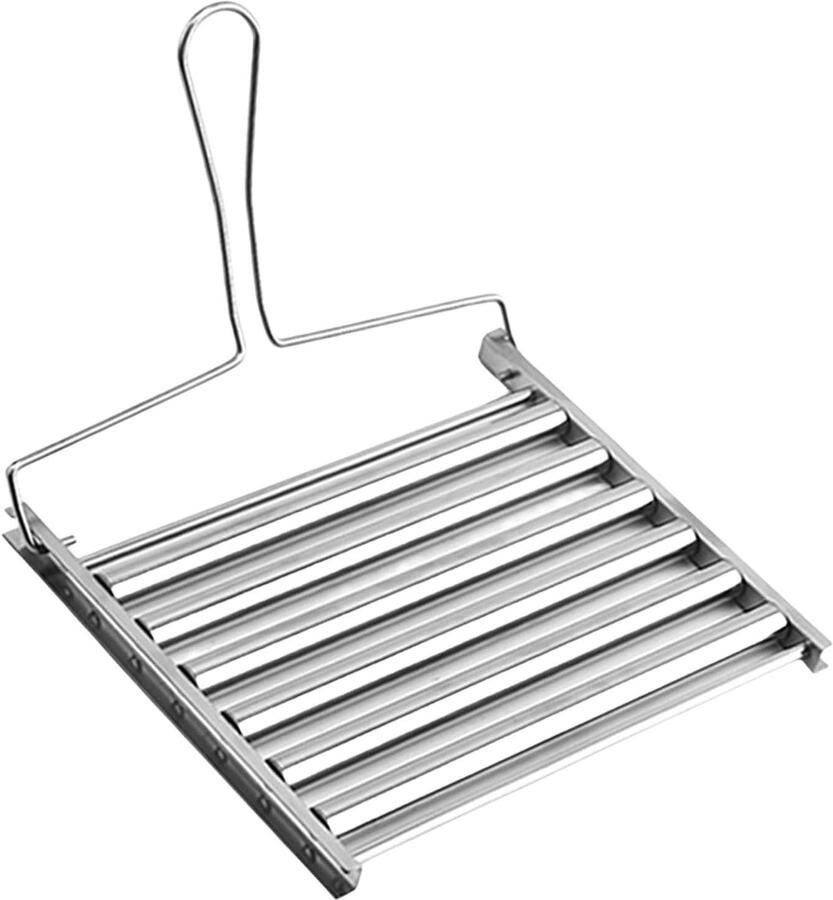 Worst Grillmand RVS Roller Buiten Koken 360 Graden Grillen 41 cm Zilver
