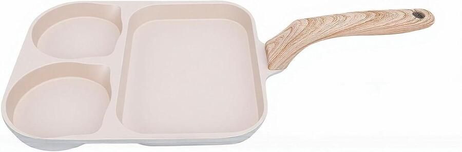 Worst Grillpan Bakpan Houtgreep Ontbijt Maken Antiaanbaklaag 38x19 cm Zwart