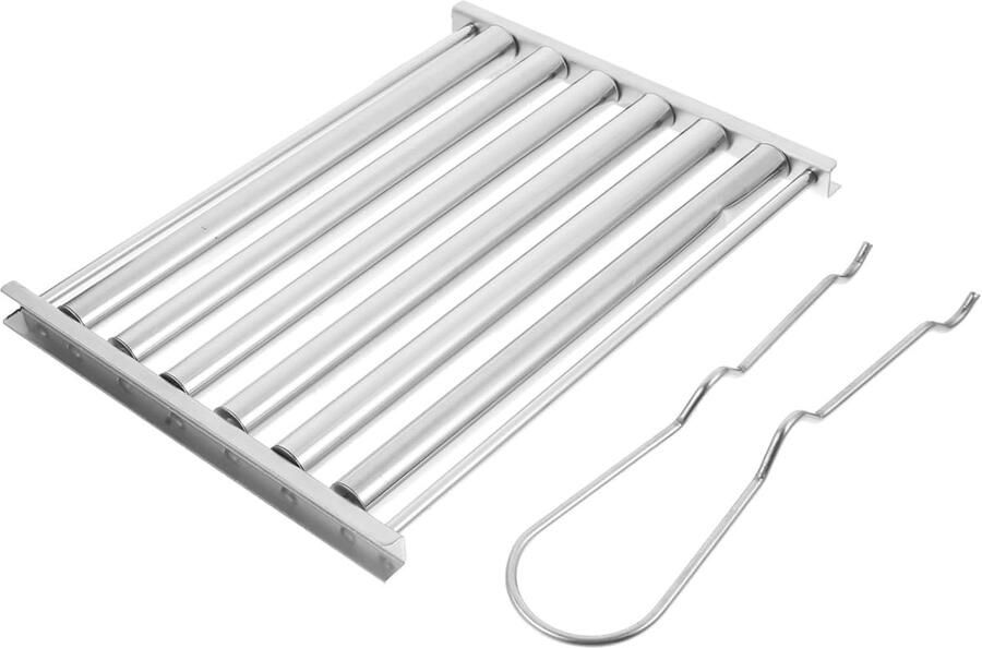 Worst Grillrek Worstroller Bbq Buiten Grillen Roestvrij Staal 24x20x1.5cm Zilver