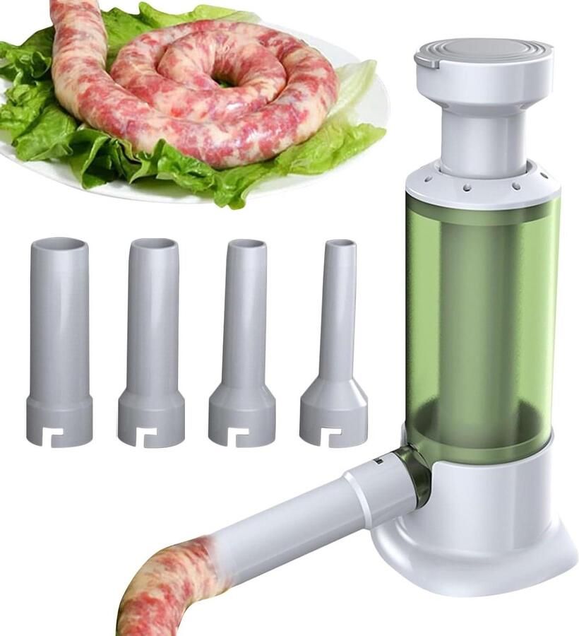 Worst Vulmachine Vlees Vuller Zelf Worst Maken Inclusief 4 Vulbuizen 5.5 x 10.5 cm Groen