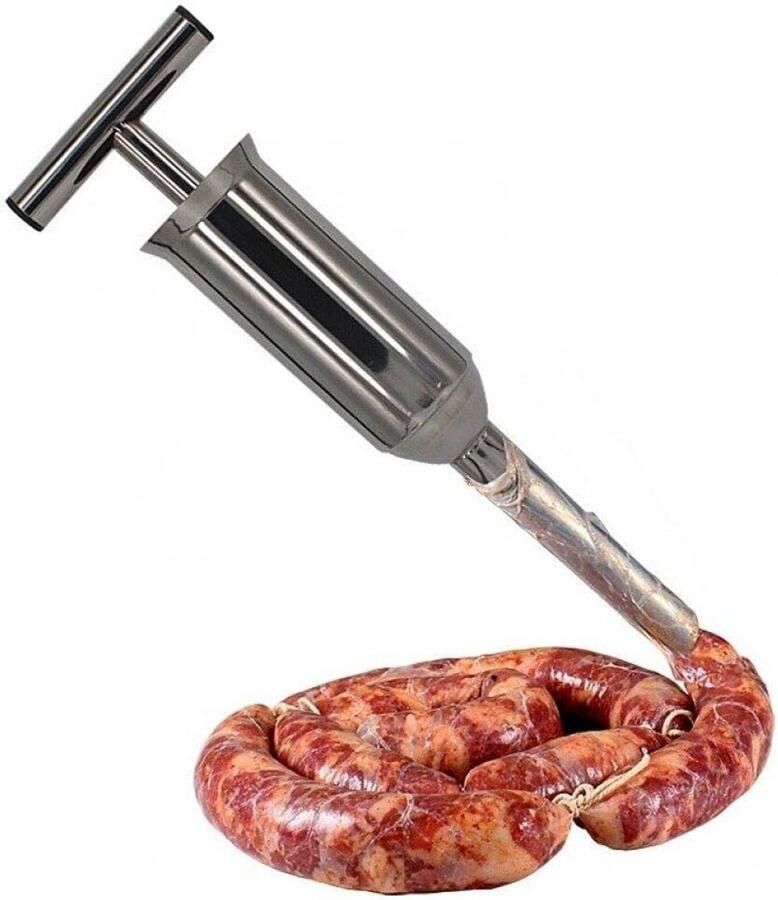 Worst Maker Vlees Stuffer Zelf Worst Maken Food Grade Materiaal 34 x 12 cm Zilver