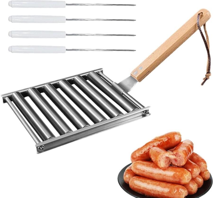Worst Roller Broodjes Houders Buiten Koken Roestvrijstalen Kookgereedschap 25 x 19 x 4 cm Zilver
