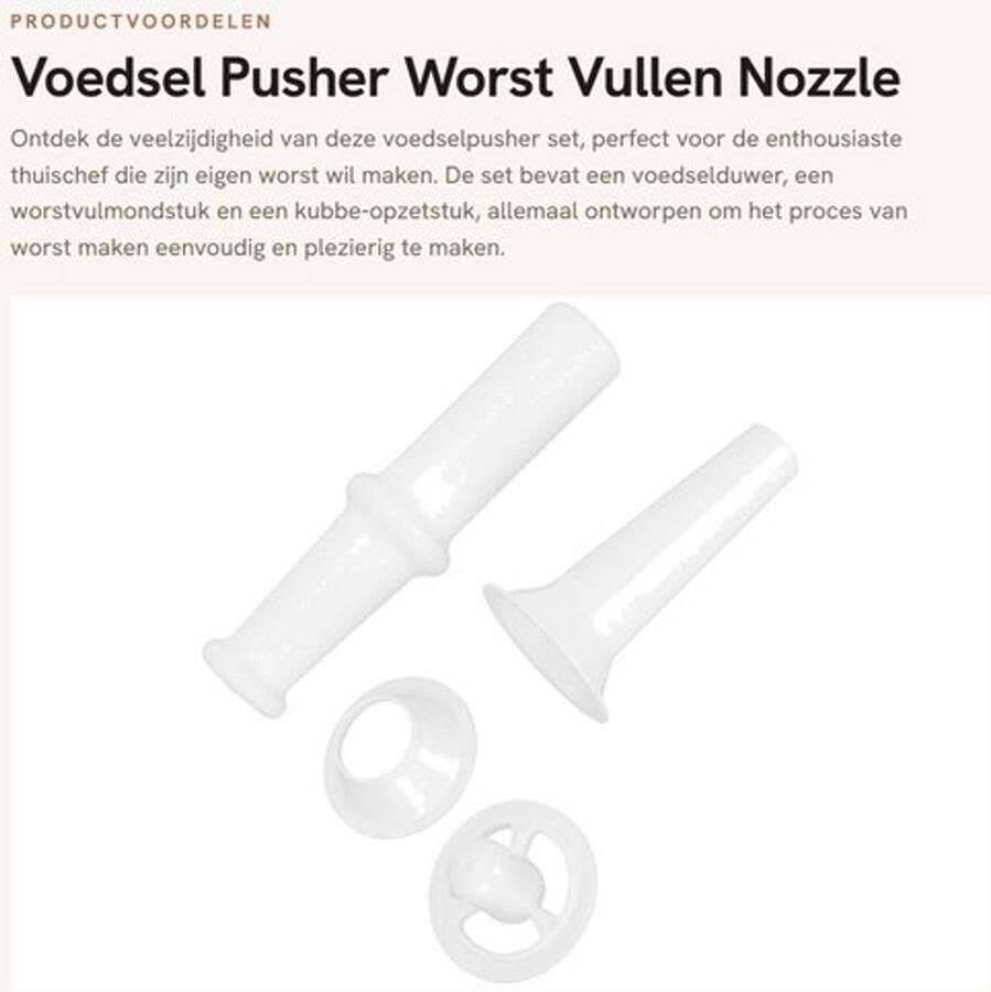Worst Vul Nozzle Voedselduwer Kubbe Opzetstuk Vleesmolen Accessoire ABS Kunststof Eenvoudig te Reinigen Worstmaker - Foto 2