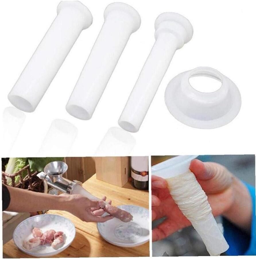 Worst vulbuizen set Vleesmolen accessoires Worst maken thuis Universele pasvorm 3 stuks Wit