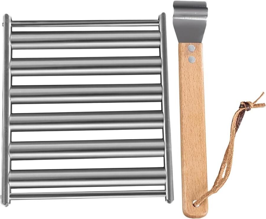Worstengrill Houtgestookt Worstroller BBQ Barbecue Grillen Hittebestendig Handvat 20 x 15 x 4 cm Zilver