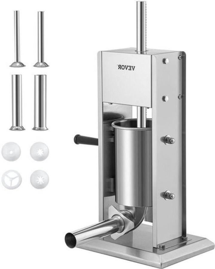 Worstenmaker – Worstenvuller – Worstvuller – Worstmachine – Sausage Stuffer – RVS 3L Capaciteit – Dubbele Luchtafgifteventielen