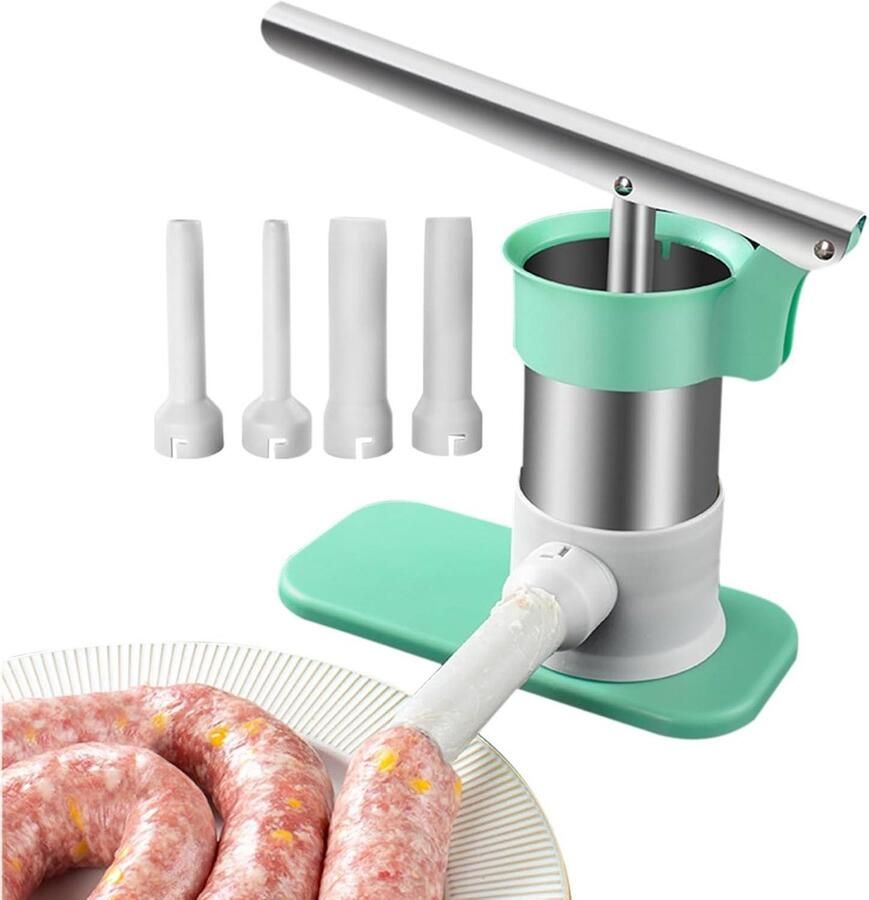 Worstenvuller Handmatig Vleesvuller Keuken Zelf Worsten Maken Roestvrij Staal 30 Cm 1500 G Zilver