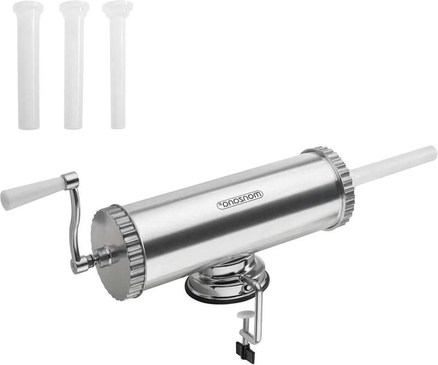 Worstenvuller Handmatig Worstenmaker Keuken Zelf Worst Maken Met Tafelklem 25 kg Capaciteit Zilver