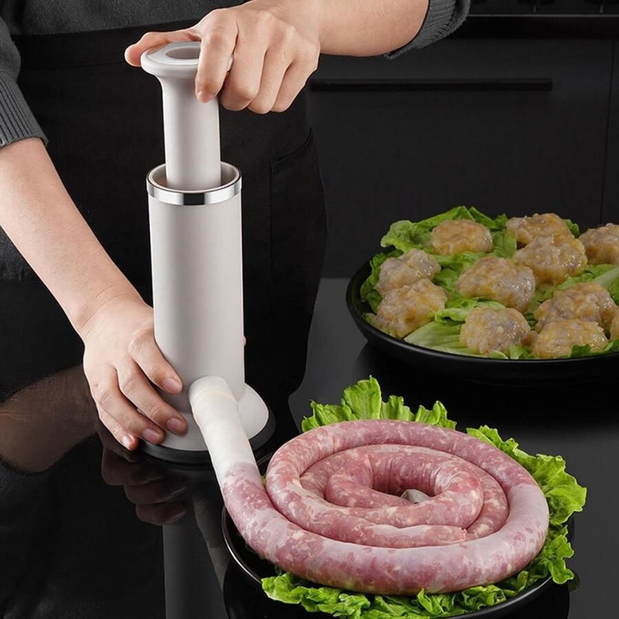 Worstenvuller Vleesvuller Keuken Zelf Worsten Maken Roestvrij Staal 22.5 cm Zilver