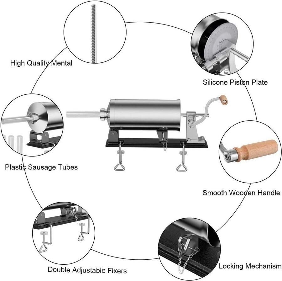 Worstenvuller Worstenmaker Machine Handmatig RVS Keukenapparatuur