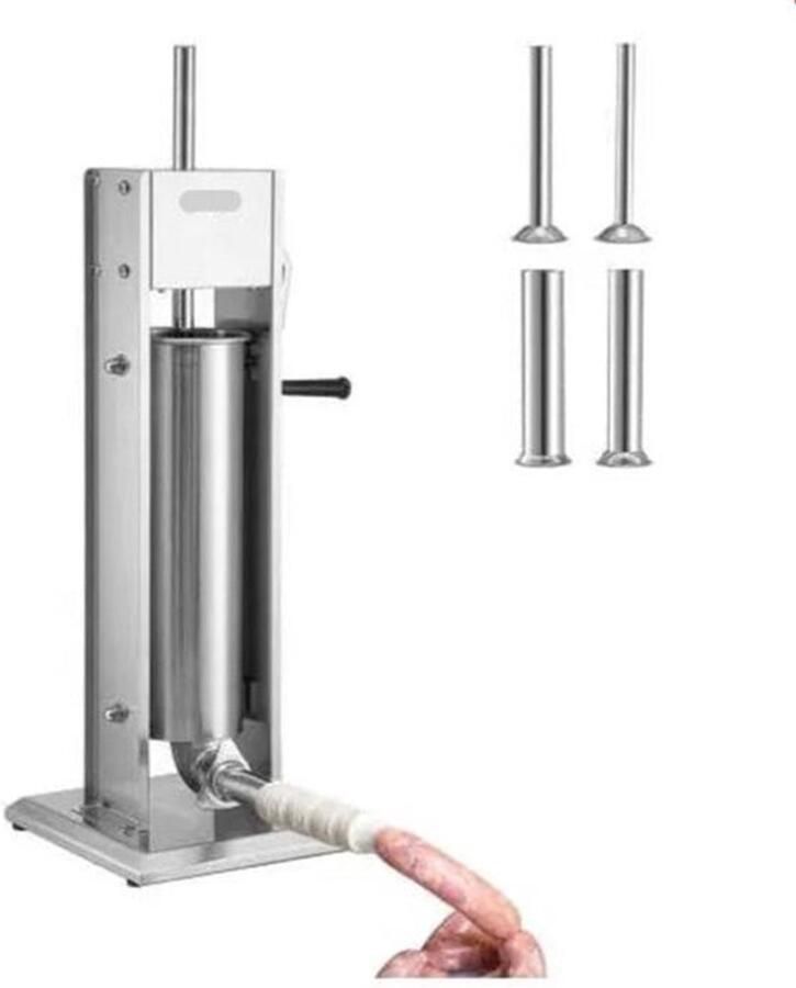 Worstenvuller Worstenmaker Professionele 5L RVS Worstenvuller Inclusief 5 Vulbuizen Handmatige Verticale Worstmaker Worstmachine