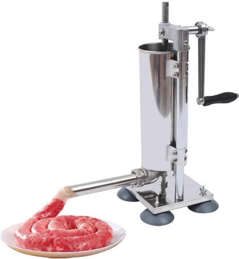 Worstenvuller Worstenmaker Worstmachine Handmatig 6 Maten Roestvrij Staal 3L Inhoud