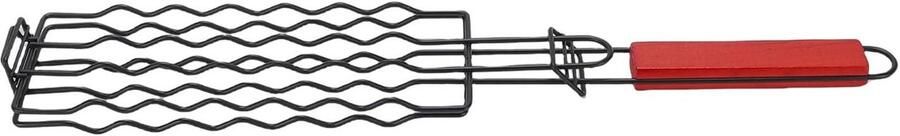 Worstgrillrek BBQ mand Buiten koken Ruimte voor zes 49 cm lang Zwart