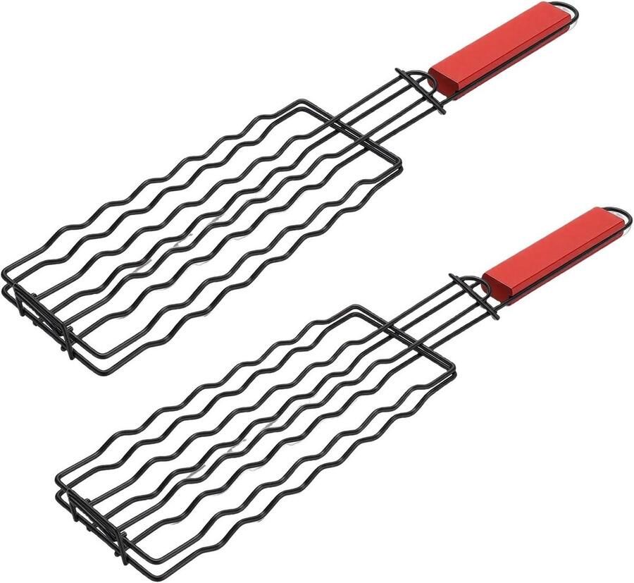 Worstgrillrek Grillmand 2 stuks Barbecueën Gelijkmatige warmteverdeling 2 stuks Zwart