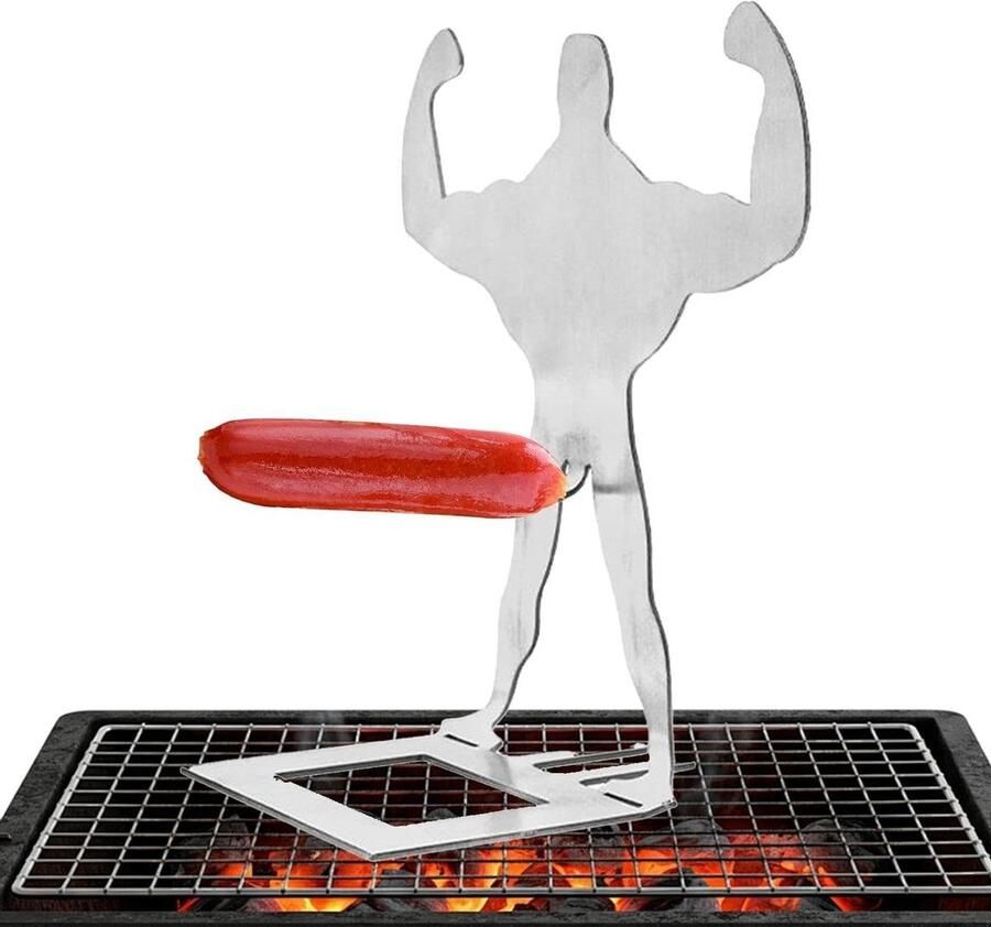 Worsthouder Grill Barbecue Accessoire Gelijkmatig Grillen Vlambestendig Ontwerp 21.7 x 15.4 cm Zilverkleurig