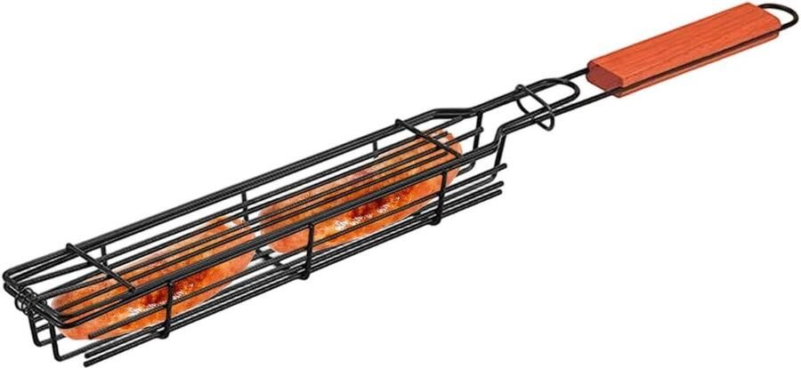 Worsthouder Grill BBQ Klem Gelijkmatig Grillen Dubbel Klemmechanisme 40.79 cm Metaal