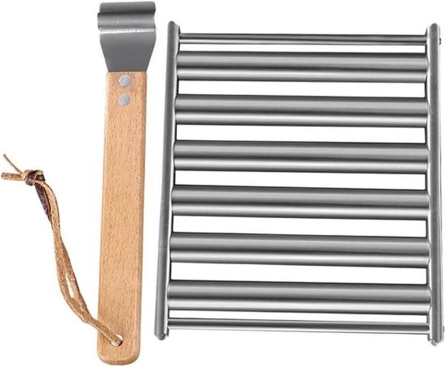 Worstjes Grill Rek BBQ Houder Hotdog Grillen Roestvrij Staal 20 x 15 x 4 cm Zilver
