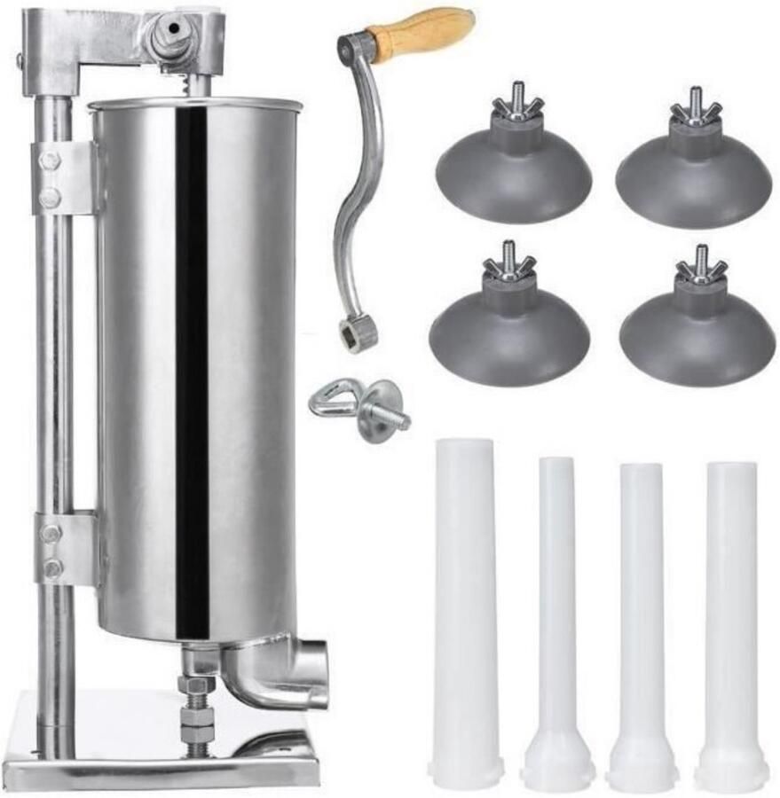 Worstmachine Handmatig 4 Liter Inhoud RVS Aluminium Voor Worstmaken En Vleesvulling