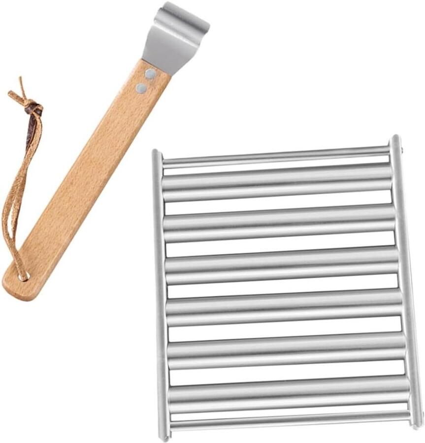 Worstroller Grill Barbecue Rek Kamperen en Tuin Gelijkmatig Grillen 16.5 cm Zilver