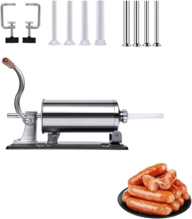 Worstvuller Horizontale Stuffer Machine Roestvrij Staal Handmatige Vleesvulmachine voor Huishoudelijk Commercieel