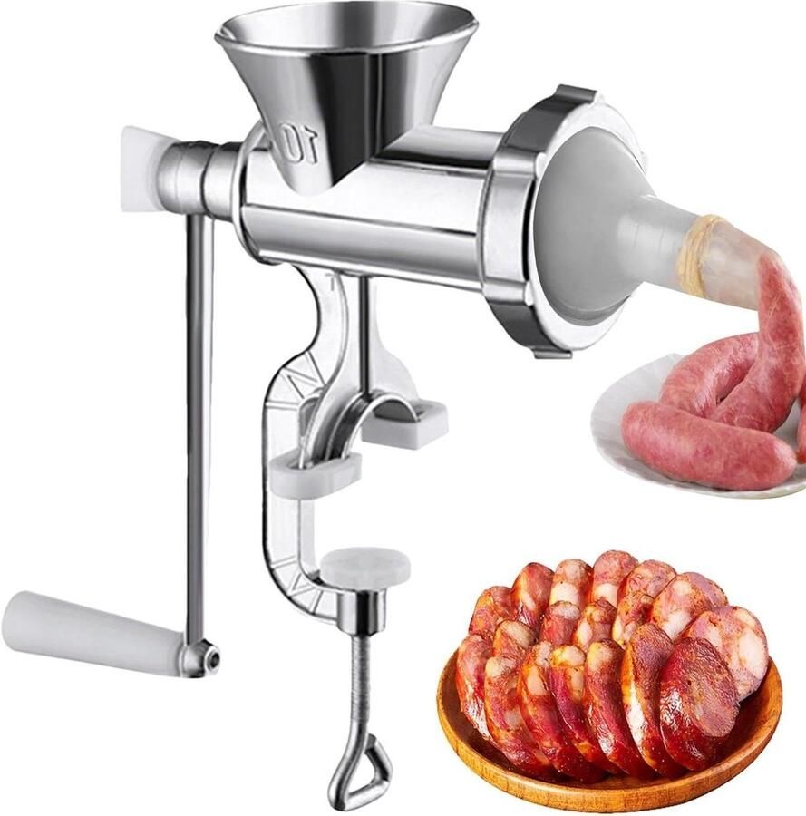 Worstvuller Vleesmolen accessoire Zelf worst maken Robuuste aluminiumlegering 28 x 26.5 cm Zilverkleurig