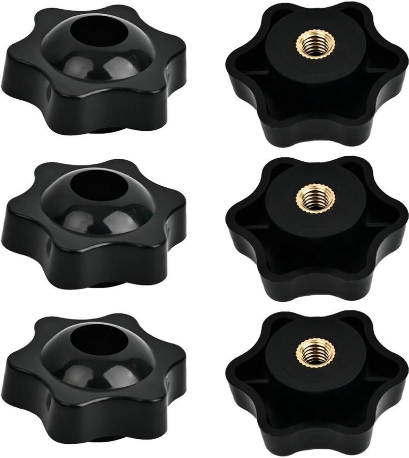 X 38mm Klemmemmoeren 6 stuks Stervormige knopmoeren kunststof Vleugelmoer voor machines systemen fitnessapparatuur meubels werktuigmachines