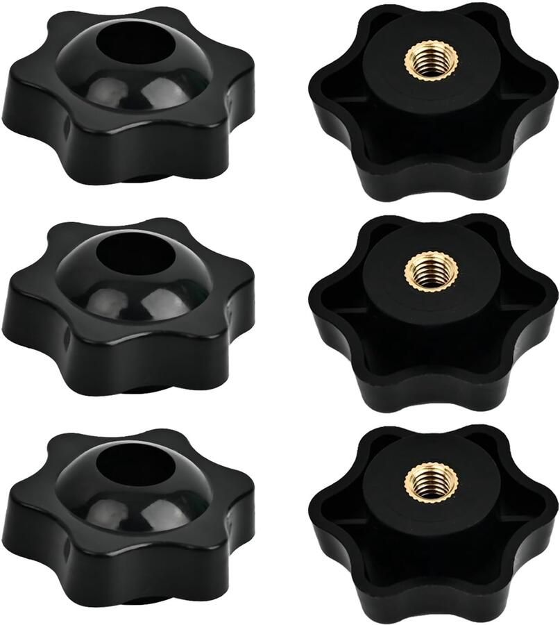 X 38mm Klemmemmoeren 6 stuks Stervormige knopmoeren kunststof Vleugelmoer voor machines systemen fitnessapparatuur meubels werktuigmachines