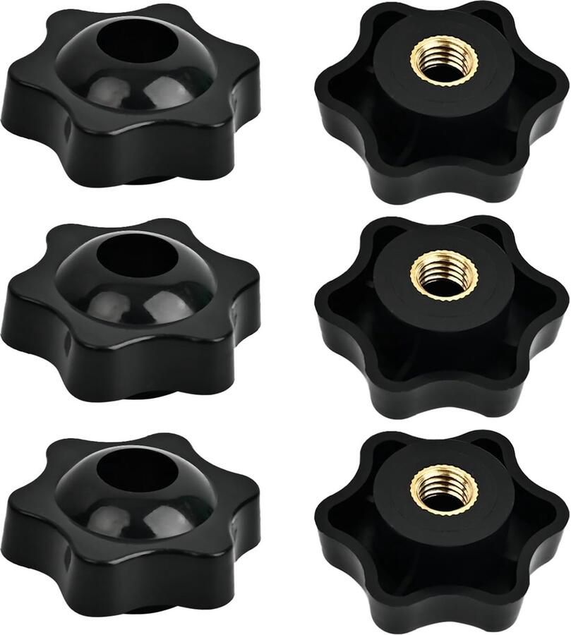 X 38mm Klemmoeren 6 stuks Sterknoppen van kunststof Handgreep vleugelmoer voor machines fitnessapparatuur meubels en gereedschap