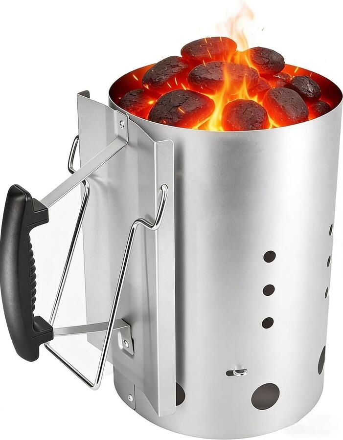 XL Aanmaakhaard Rapidfire voor Weber 7416 Houtskoolgrillaccessoires schoorsteenaansteker met Handgreep Houtskoolaansteker