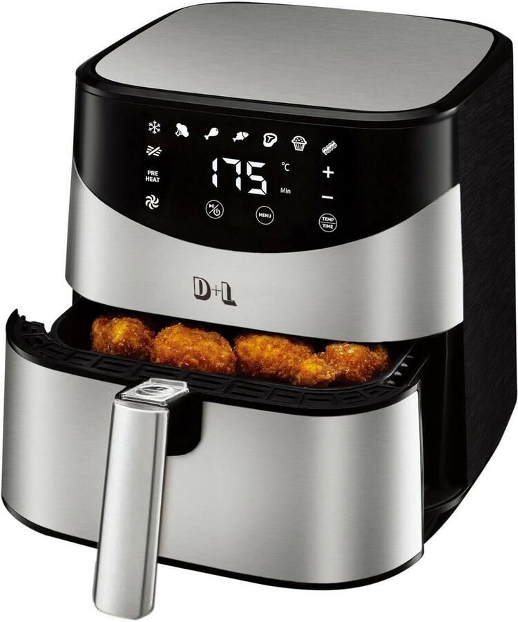 XL Heteluchtfriteuse 5 Liter RVS 1700W Vetvrij Frituren en Grillen