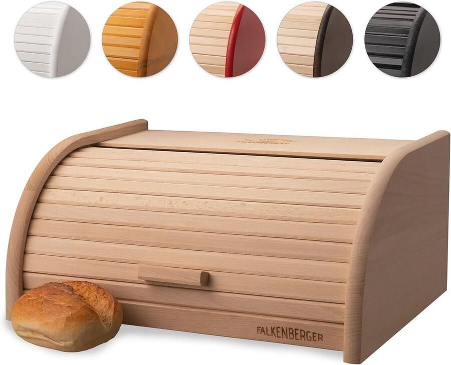 XL Houten Broodtrommel met Roldek Handgemaakt 38 x 28 x 18 cm Traditionele Stijl