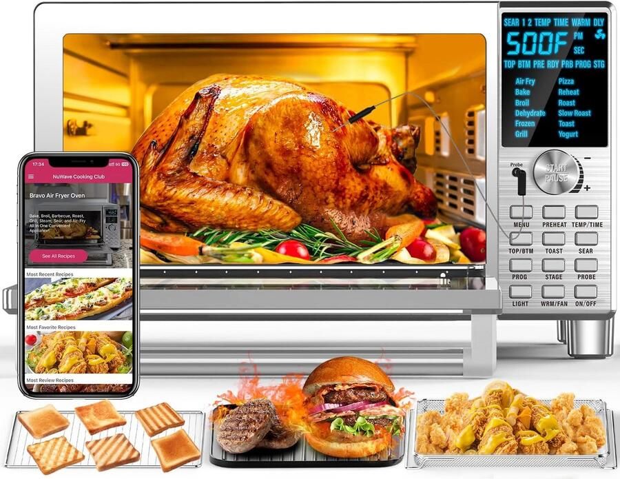XL Smart Airfryer Oven 12-in-1 Combi Grill met Geïntegreerde Temperatuursonde