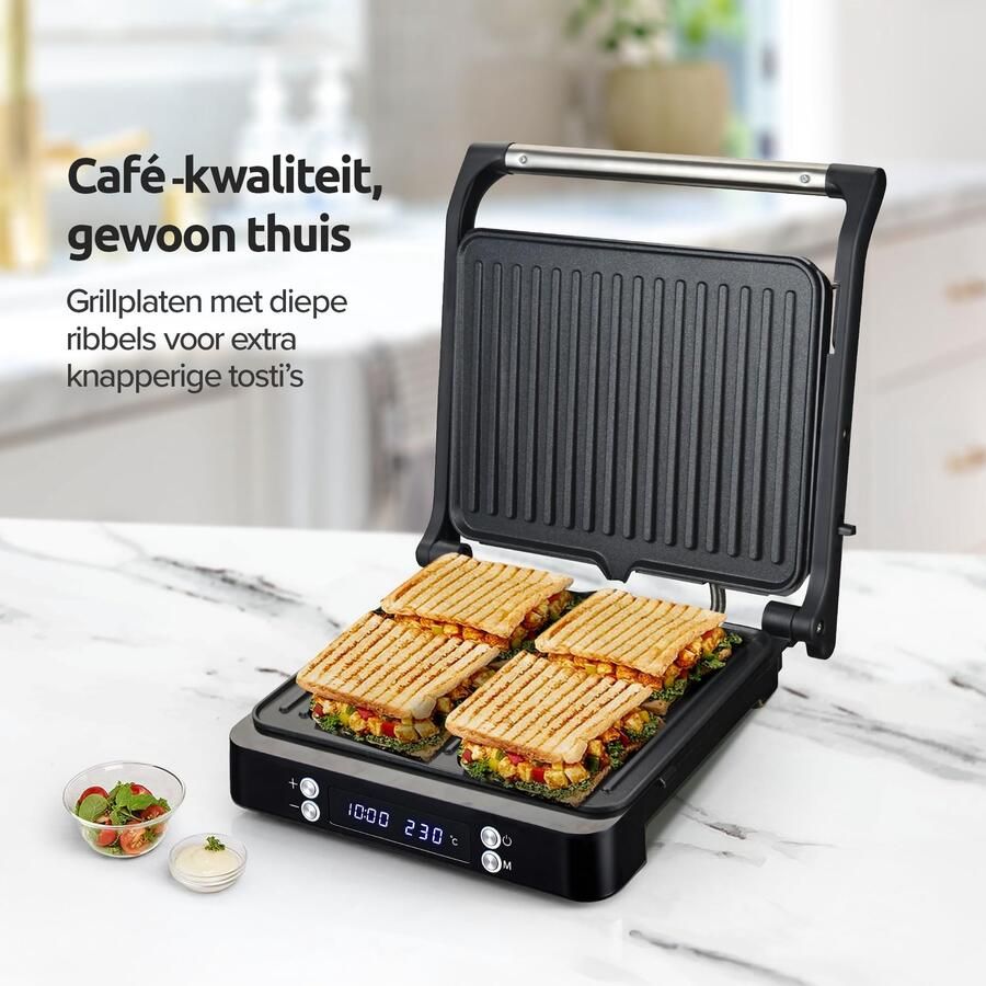 XL Tosti Apparaat Panini Grill Snel Knipperen