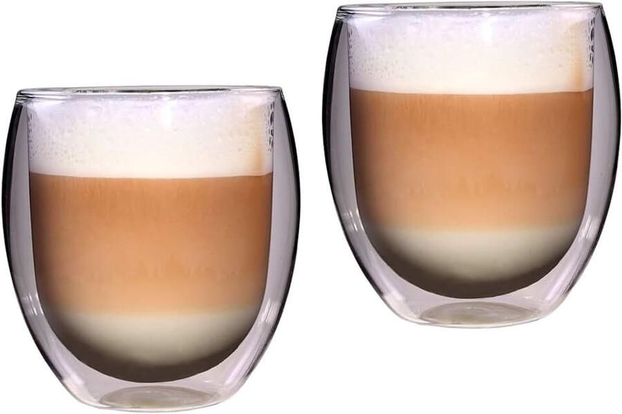 XXL dubbelwandige thermo-theeglazen koffieglazen 2 x 400 ml