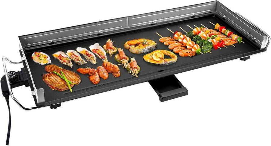 XXL Elektrische Tafelgrill 2400W Teppanyaki Grill voor 10 Personen met RVS Bescherming