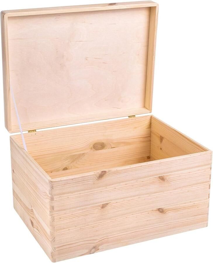 XXL Grote Houten Opberg-Kist 40 x 30 x 24 cm met Deksel Voor Documenten Voorwerpen Speelgoed Gereedschap Wooden crates