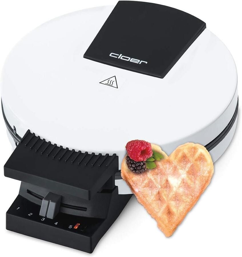 Wafelmaker Hartjes Wafelijzer XXL Zelf Wafels Bakken XXL Formaat 19.5 cm Wit