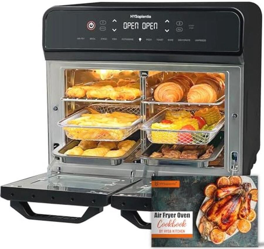 XXL Heteluchtfriteuse 22L met 2 Kamers en Led-Touchscreen
