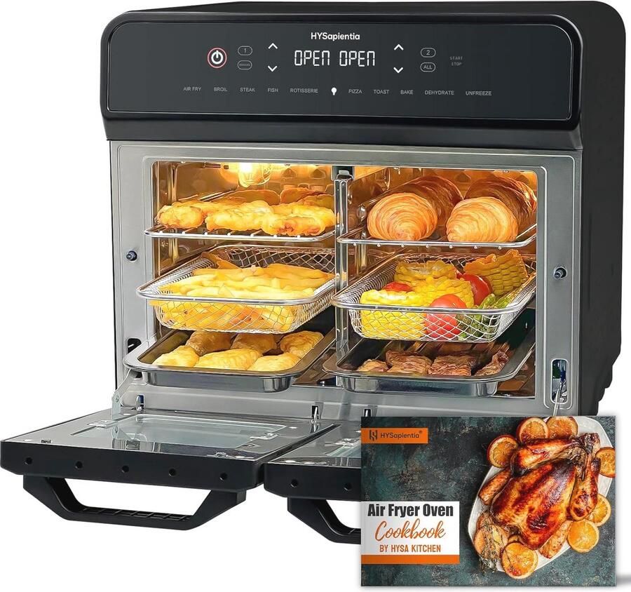 XXL Heteluchtfriteuse 22L met 2 Kamers en Led-Touchscreen