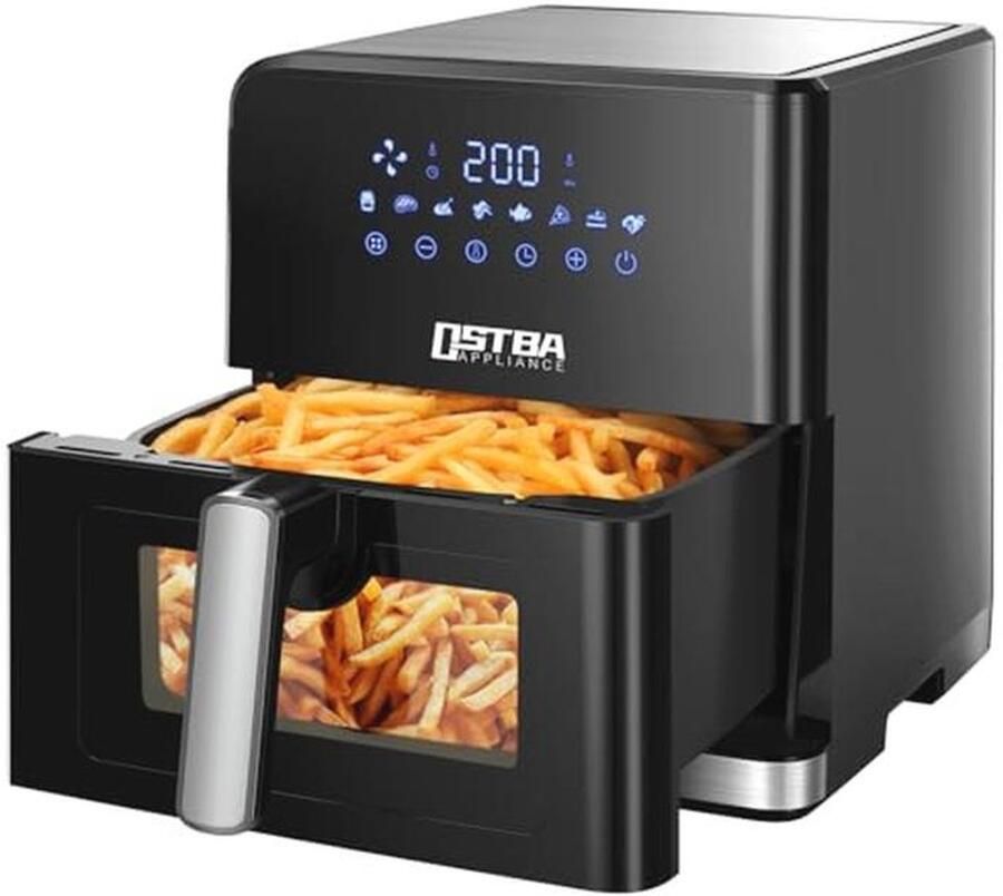 XXL Heteluchtfriteuse 7 5 L met Kijkvenster en 8 Programma's voor Gezond Frituren